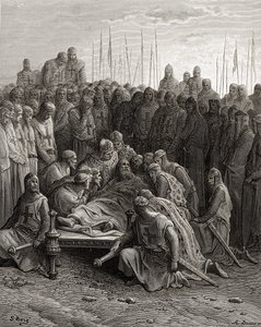 Mort de Baudouin Ier (1171-1205) le roi latin de Jérusalem, illustration de 